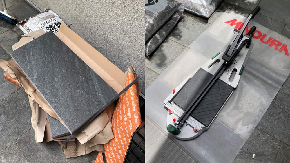 タイルとタイルカッターの写真